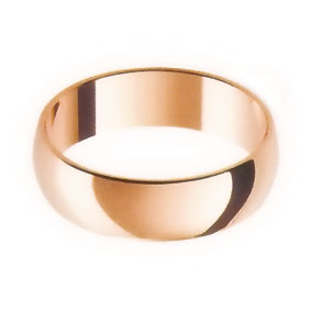 Rose Gold Wedding Ring with Half-Round Profile 6mm wide