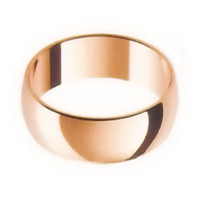 Rose Gold Wedding Ring with Half-Round Profile 8mm wide