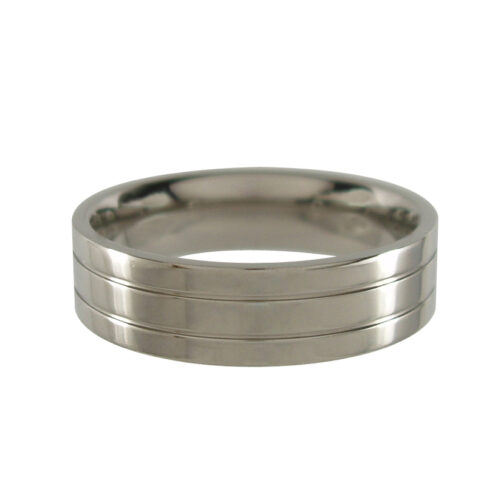 Titanium Ring with Central Grooves - Polished 6mm wide