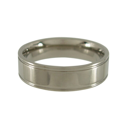 Titanium Ring with Edge Grooves - Polished 6mm wide