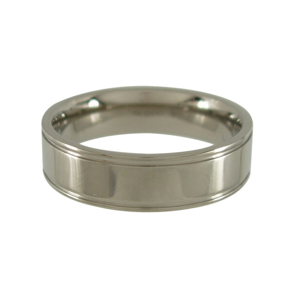 Titanium Ring with Edge Grooves – Polished – 6mm – E-JEWELLER