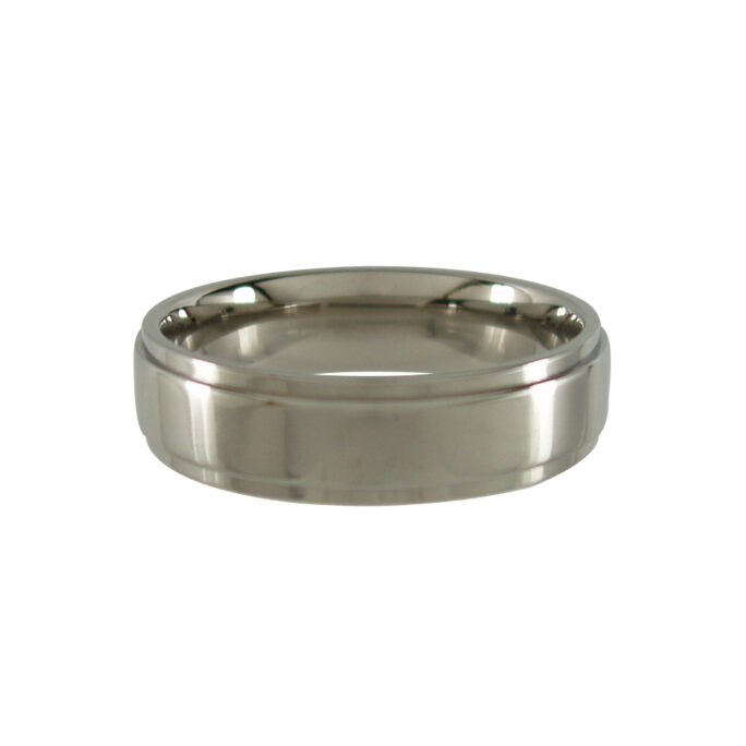 Titanium Ring with Stepped Edges - Polished 6mm wide
