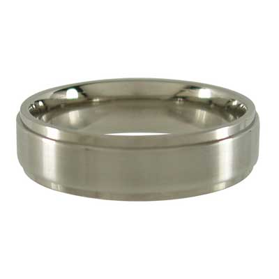 Titanium Ring with Stepped Edges - Brushed 6mm wide