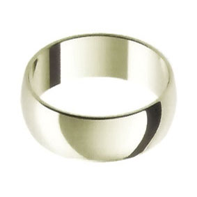 White Gold Wedding Ring with Half-Round Profile 8mm wide