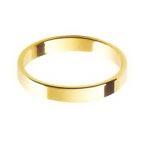Yellow Gold Wedding Ring with Flat Profile 3mm wide
