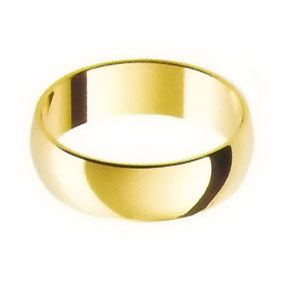 Yellow Gold Wedding Ring with Half-Round Profile 7mm wide
